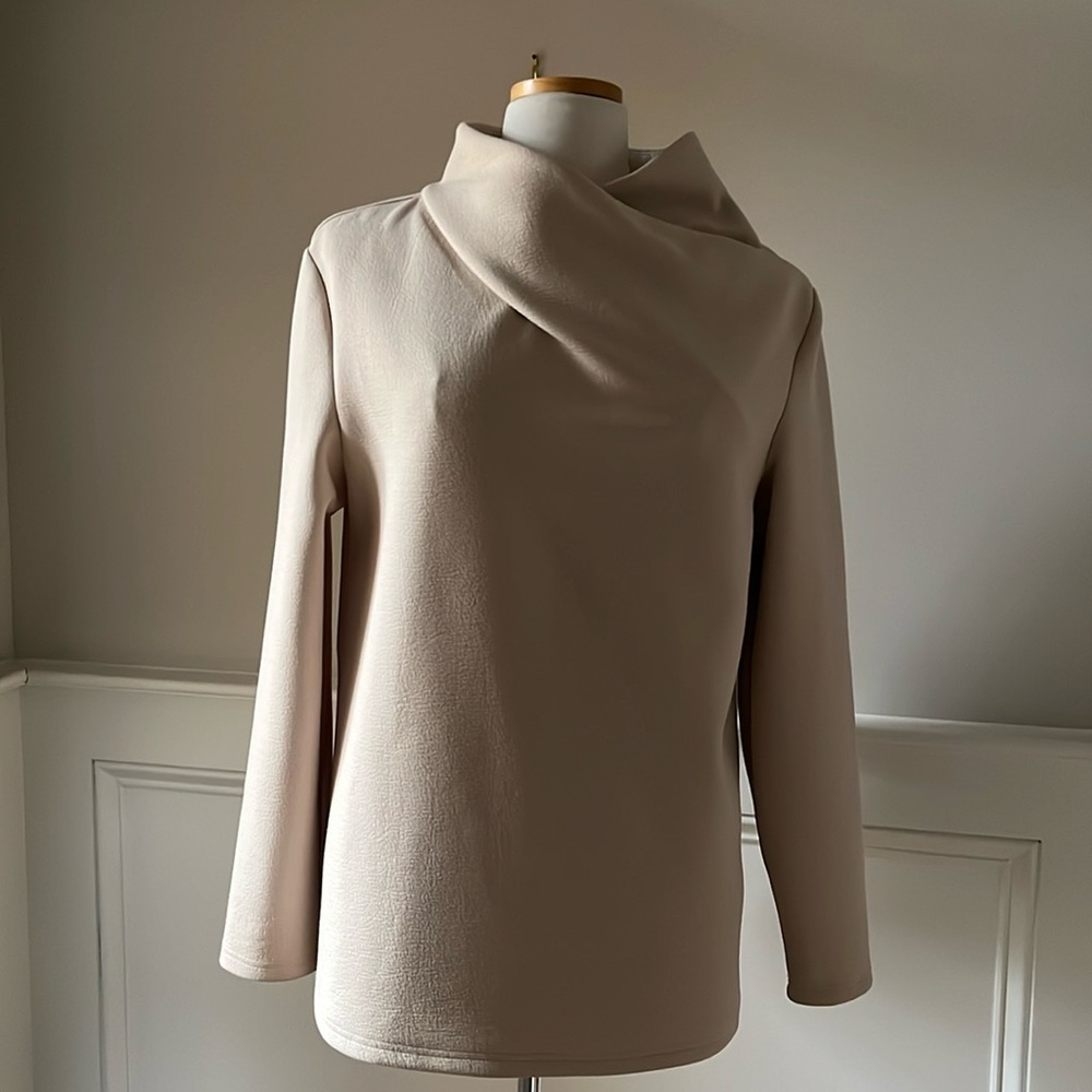 Samuel Dong, cream, funnel neck tunic top
